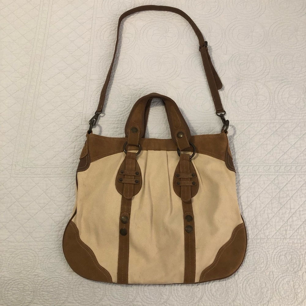 Y2K Gap 1969 canvas and leather hobo bag.